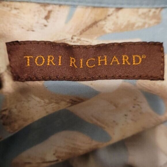 Tori Richard blue leaf Hawaii theme shirt - Picture 4 of 6